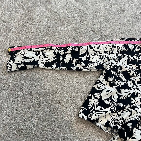 Christian Siriano Women's Cropped Button Down with Tie Floral Size Large - Picture 9 of 10